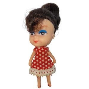 2.5" Vintage Teeny Tiny Mod Miniature Kiddle Doll With Blue Eye Shadow